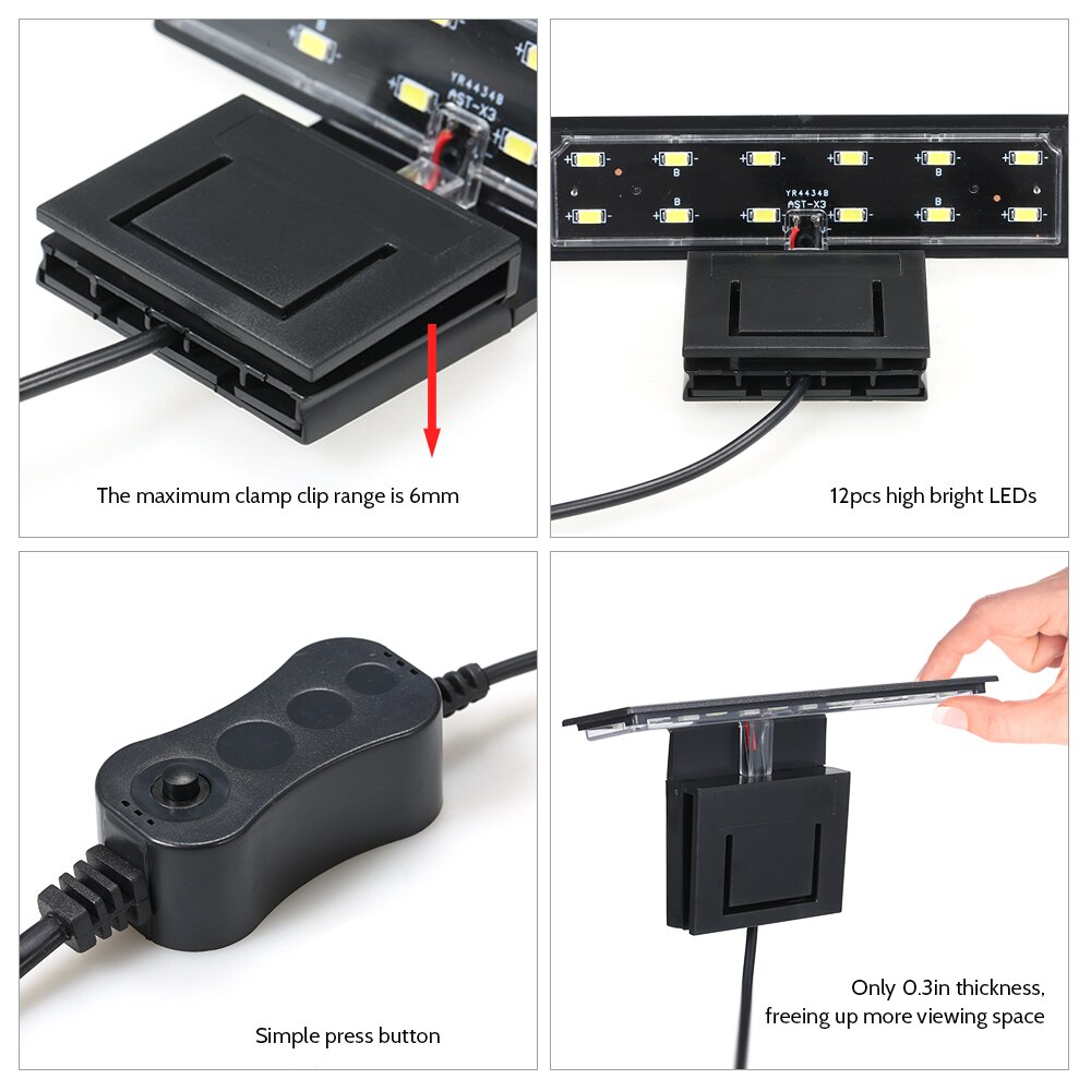 Aquarium Aquarium Verlichting Lamp Ac 220V Waterdicht Clip-On Lamp 5W Led Aquarium Licht Planten Groeien verlichting Voor Vis Water Gras