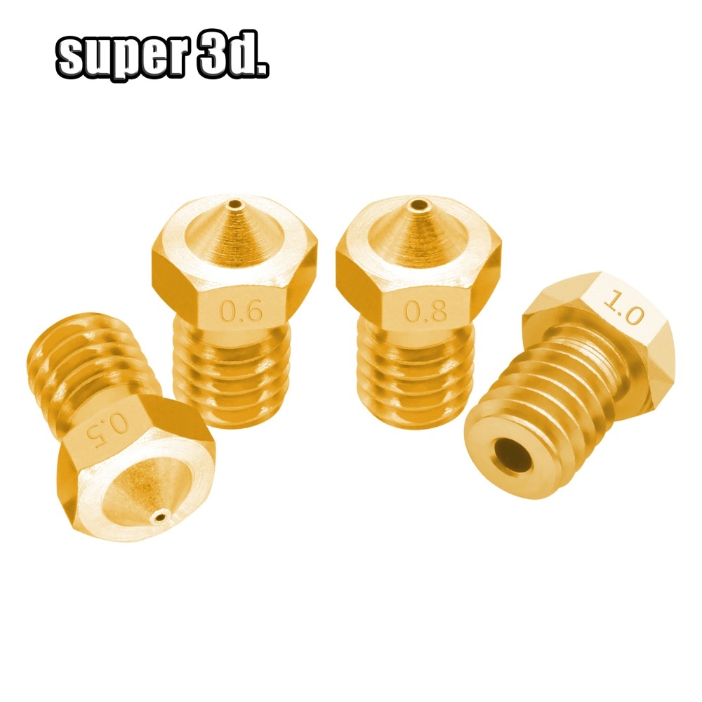 3D Printer Accessories V5 V6 Copper nozzle M6 thread 0.2 0.25 0.3 0.4 0.5 0.6 0.8 1.0mm for1.75mm 3.0mm filamnet Brass Nozzles