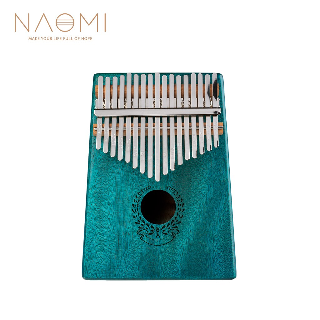NAOMI 17 Keys Kalimba Thumb Piano Bass Mahogany +Steel Keys Durable Children Christmas: Blue Kalimba