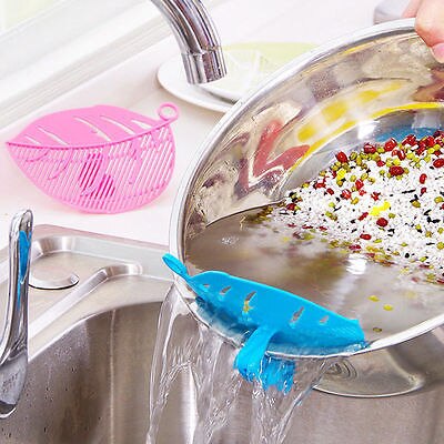 Passoire de lavage en plastique, forme de feuille, Durable, pratique, cuisine, riz, haricots, pois, outil de nettoyage, Gadget, Clips, filtre, 1 pièce