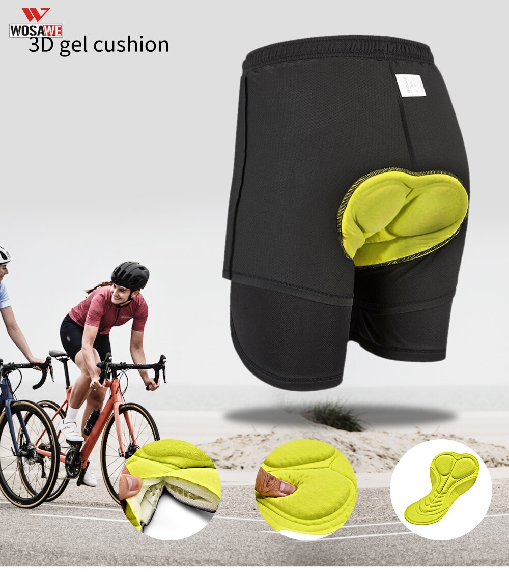 Wosawe sommersykkelshorts herre 2 i 1 med gelpolstret dobbeltdekk hurtigtørkende mtb-shorts løs passform sykkel støtsikker shorts