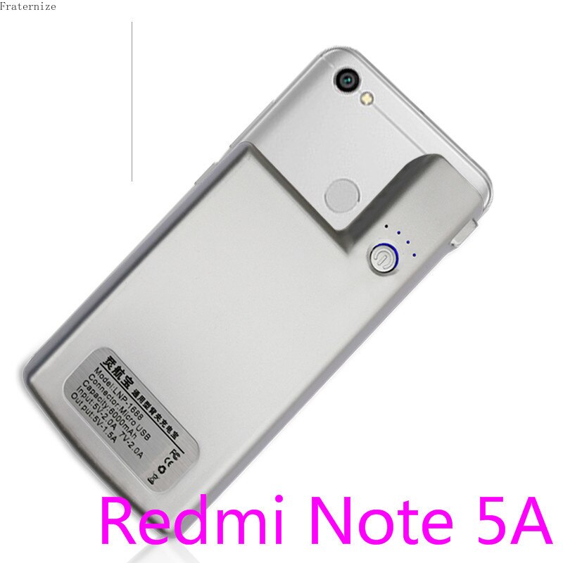 For Xiaomi Redmi Note 4 4XExternal battery charger case Portable power bank For Xiaomi Redmi Note 5 5A charging Cover Global: Redmi Note5A-White