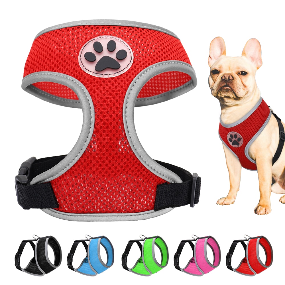 Åndbar lille hund kæledyr sele reflekterende hvalp kat vest sele justerbar til små mellemstore hunde chihuahua mops bulldog