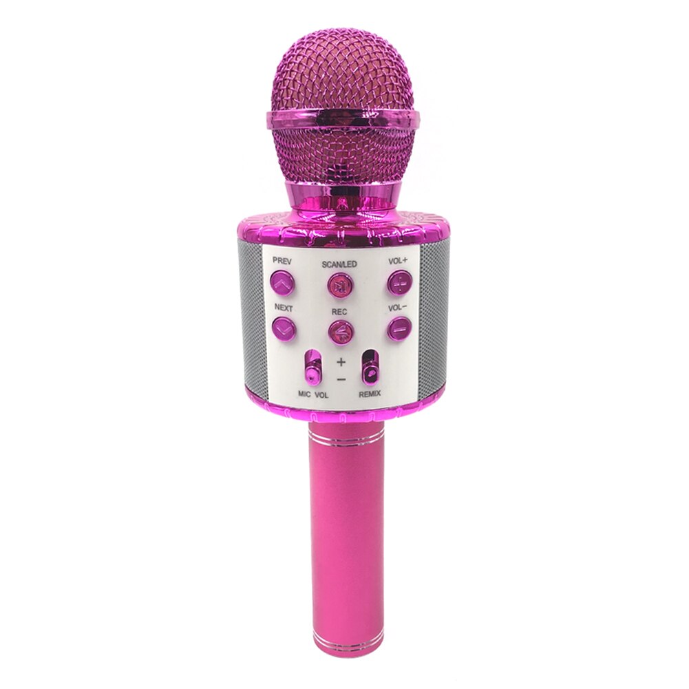 Draagbare Bluetooth Karaoke Microfoon Led Studio Record Draadloze Microfoon Luidspreker Voor Muziek Zingen Voor Huishoudelijke Karaoke: Pink