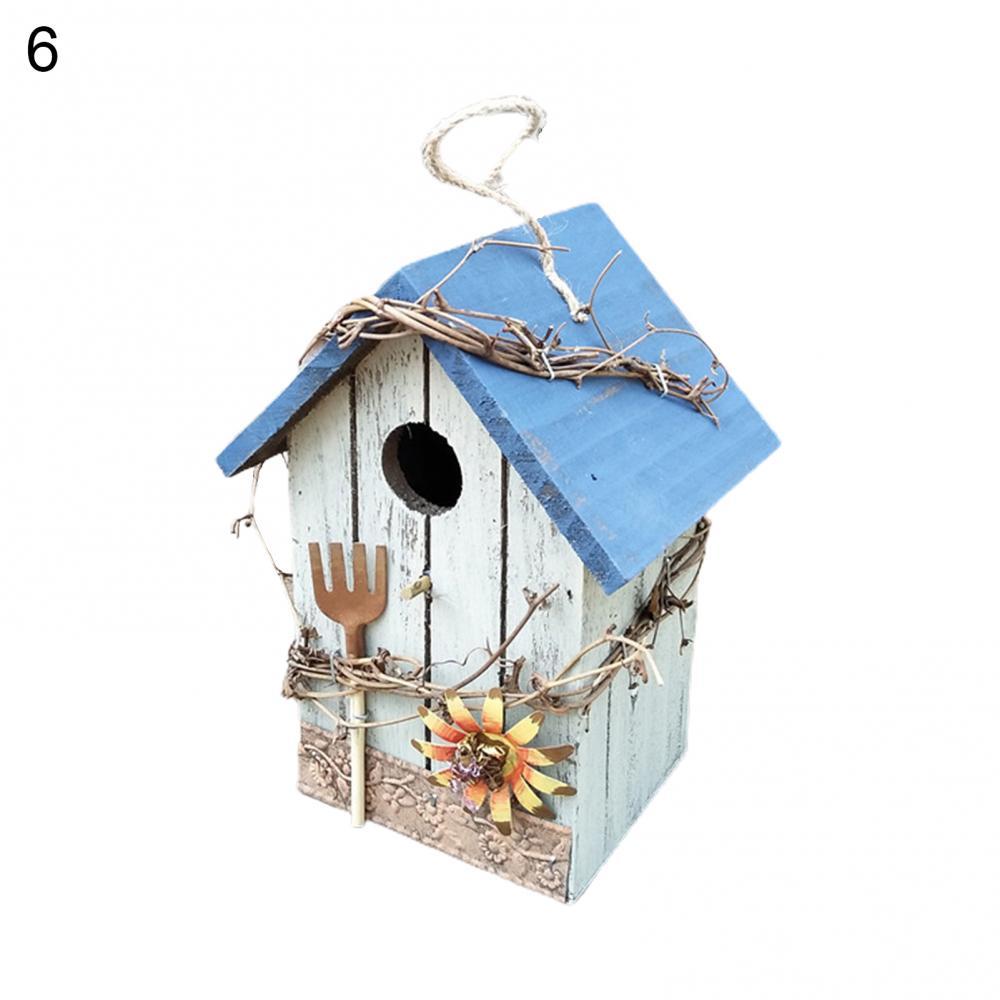 Bird House Birdcage Painting Outdoor Garden Yard Hanging Cottage Feeder Nest Crafts Birdhouse Pet Products Bird Accessories: Blue