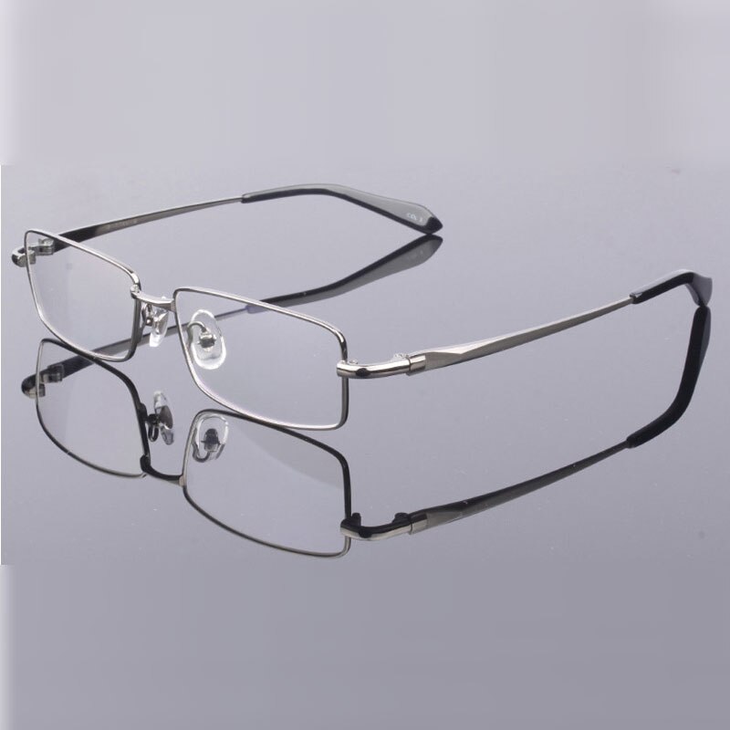 HDCRAFTER Pure Titanium Eyeglasses Frame Men Myopia Optical Prescription Glasses Frames Spectacles Eyewear Metal Glasses Frame: Gray