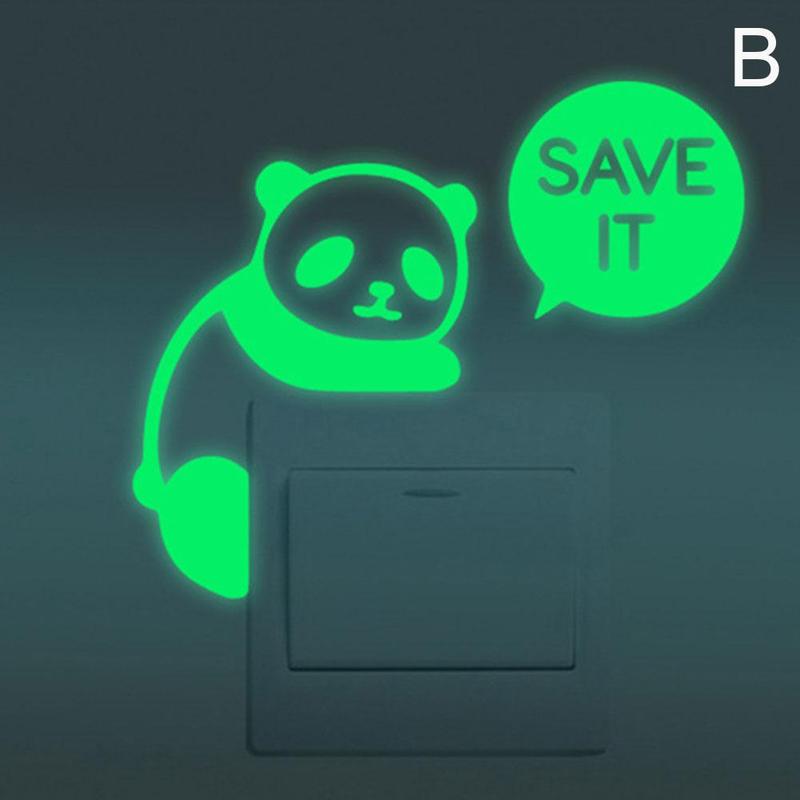 Luminous Cartoon Switch Sticker Glow In The Dark Cat Sticker Fluorescent Sticker Kid Room Decoration Home Decor Sticker: panda