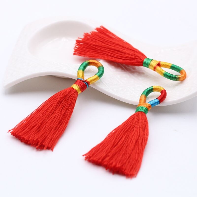 Lote de 5 unidades de borlas de seda y poliéster de 6CM para costura, accesorios para cortinas, joyería, pendientes, accesorios para boda: U  5PCS