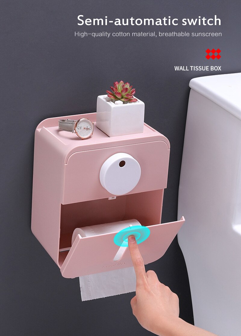 Toilet Paper Roll Holder Towel Holder Wall Mounted WC Roll Paper Stand Case Waterproof Drawer Bathroom Accessories