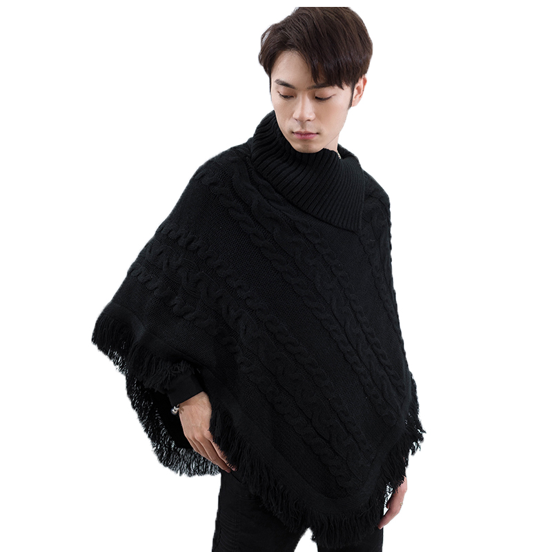 Cape à col roulé pour hommes, veste à manches courtes chauve-souris, à revers, ample, tendance, pour jeunes, tendance, automne et hiver