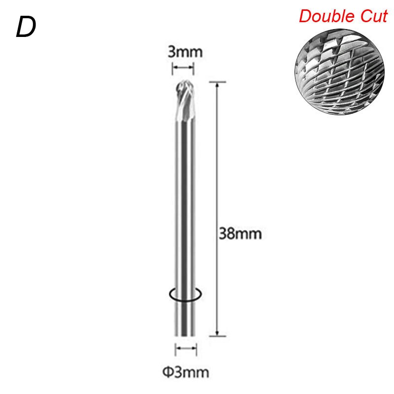 Fresas de carburo sólido de dibujo de vástago de 3mm 1/8 para herramienta Dremel, fresa, herramienta rotativa, rebaba, corte de diamante, molienda rotativa de Metal y madera: 5 mm