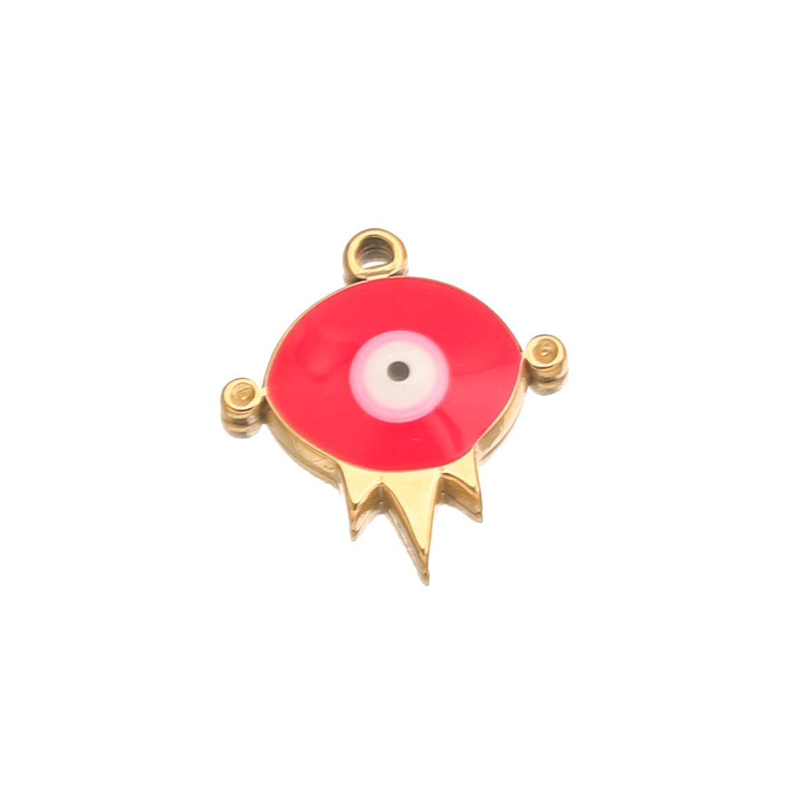 5pcs Stainless Steel Enamel Turkey Eye Medal Charm Pendants for Women Necklace Bracelet Making DIY Jewelry Charms Findings: Red A