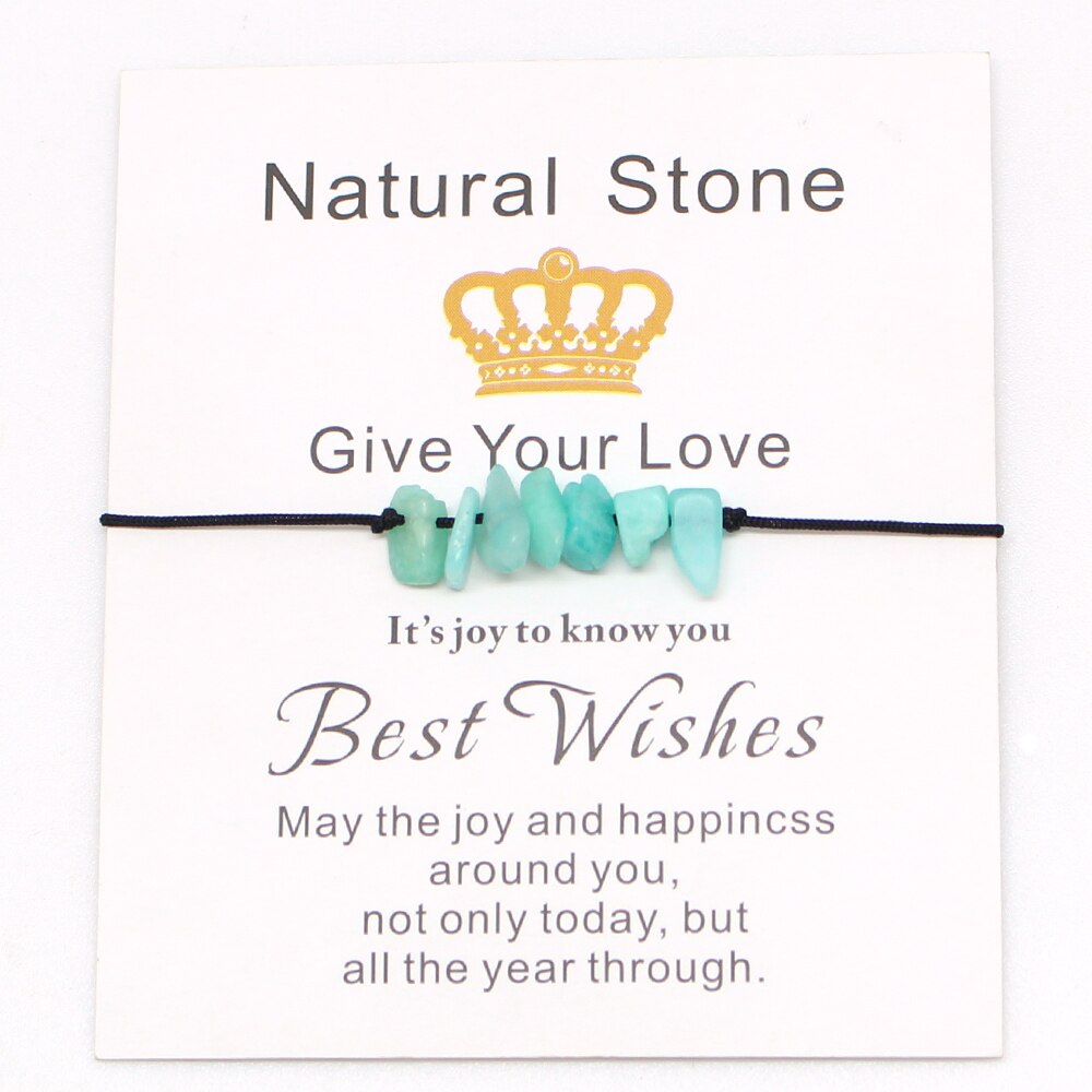 Momiji All Handmade Natural Stone Friendship Bracelet Women Girl Bohemian Rope Chain Irregular Stone Wedding Charm Bracelet: Amazonite