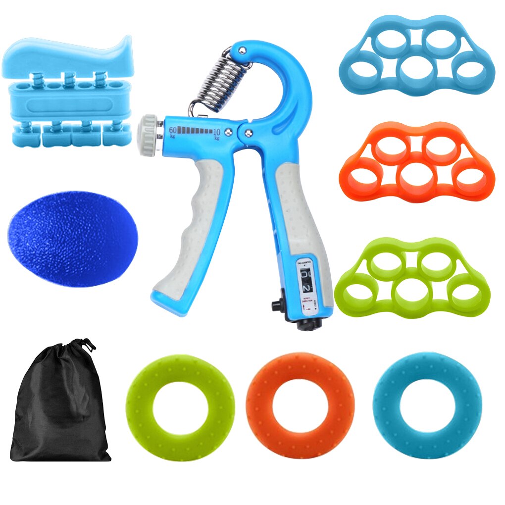 9pcs/set Spring Hand Grip Power Strength Expander For Hand Strengthener Finger Grip Power Grip Rehabilit Hand Trainer Expand: Blue