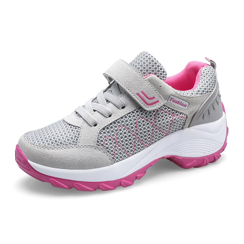 MARSON Women's Casual Flats Shoes Mesh Breathable Sock Sneakers Sport Women Increasing Female Sports Footwear Outdoor Plus Size: grey / 4