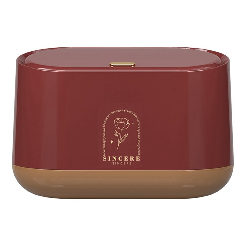 Kantoor Kaptafel Prullenbak Bureau Desktop Mini Bin Vuilnis Mand Emmer Kamer Kleine Smalle Deksel Vuilnisbak Prullenbak: Wine Red