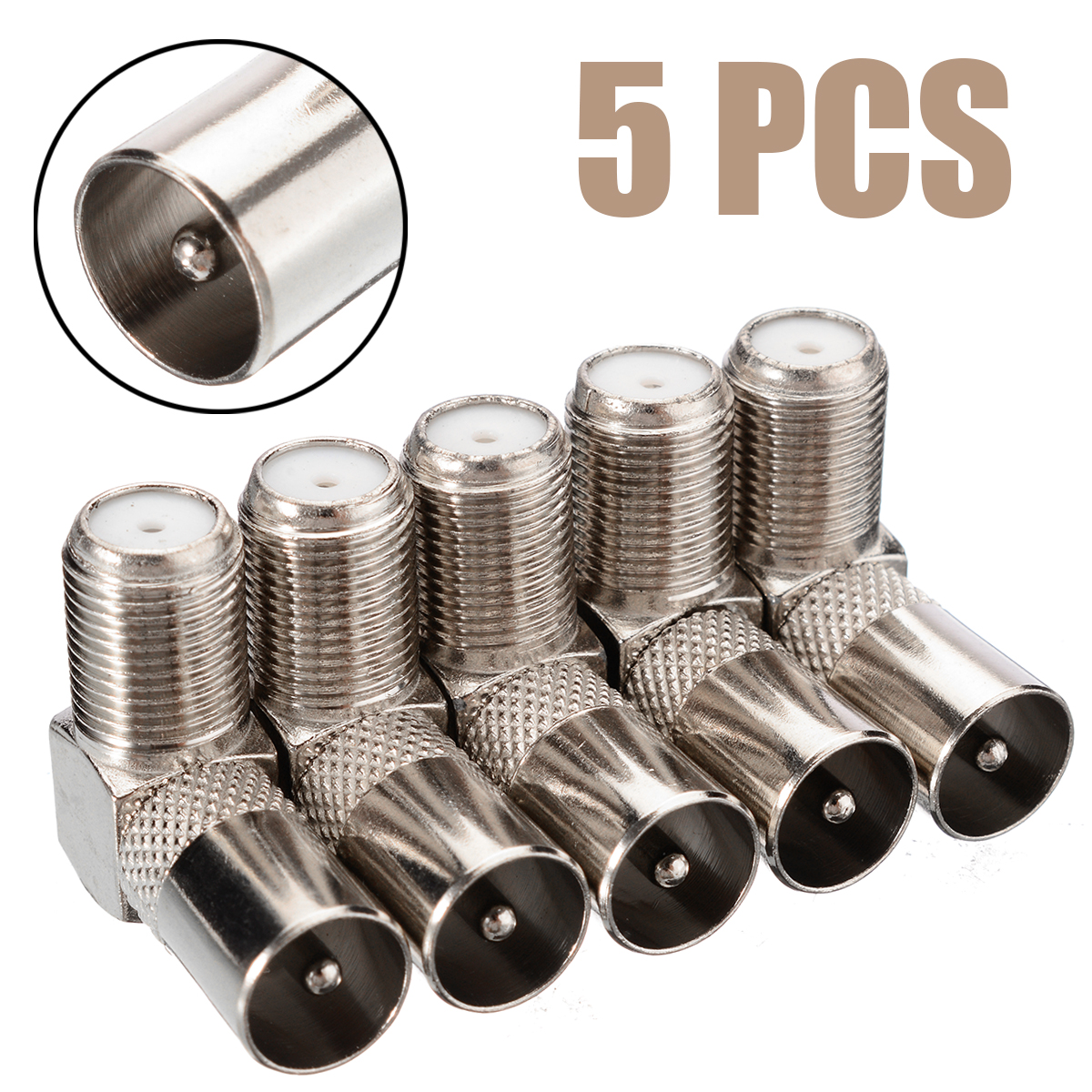 5 stuks RF Coaxiale 90 Graden Haakse TV Antenne antenne Kabel Connector Vrouw naar Man Plug-Vrouw Socket adapter