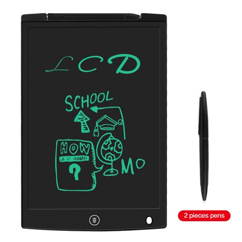 Sunany 12"Portable Smart LCD Writing Tablet For Children Electronic Notepad Drawing ultra-thin Handwriting Pads For Adult: black with 2 pens