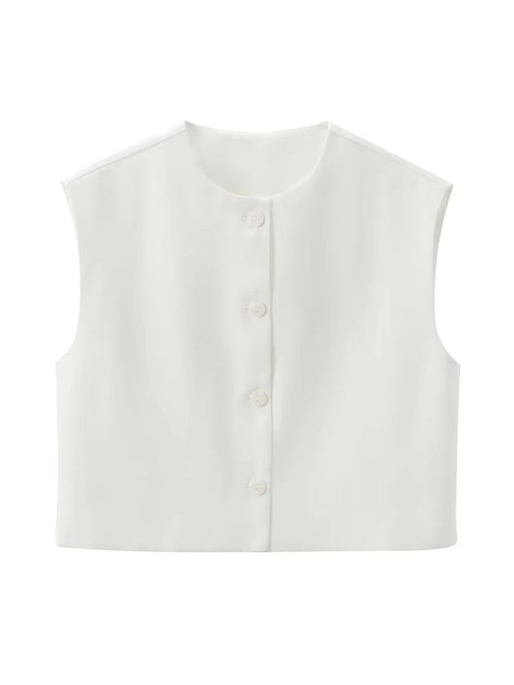 Chaleco Vintage sin mangas para mujer, chalecos holgados a la , abrigo sin mangas para mujer, prendas de vestir exteriores informales para mujer, ropa de calle básica, Tops: S / Negro