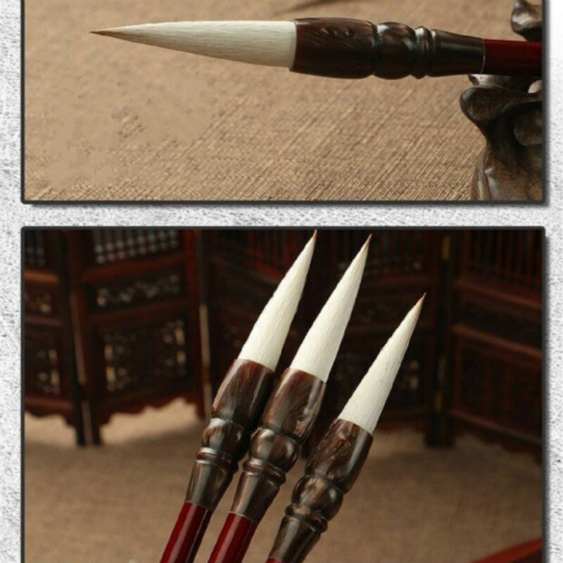 Chinese Kalligrafie Borstel Caligrafia Retro Wezel &amp; Wollen Haar Kalligrafie Borstels Schilderen Reguliere Script Schrijven Borstel