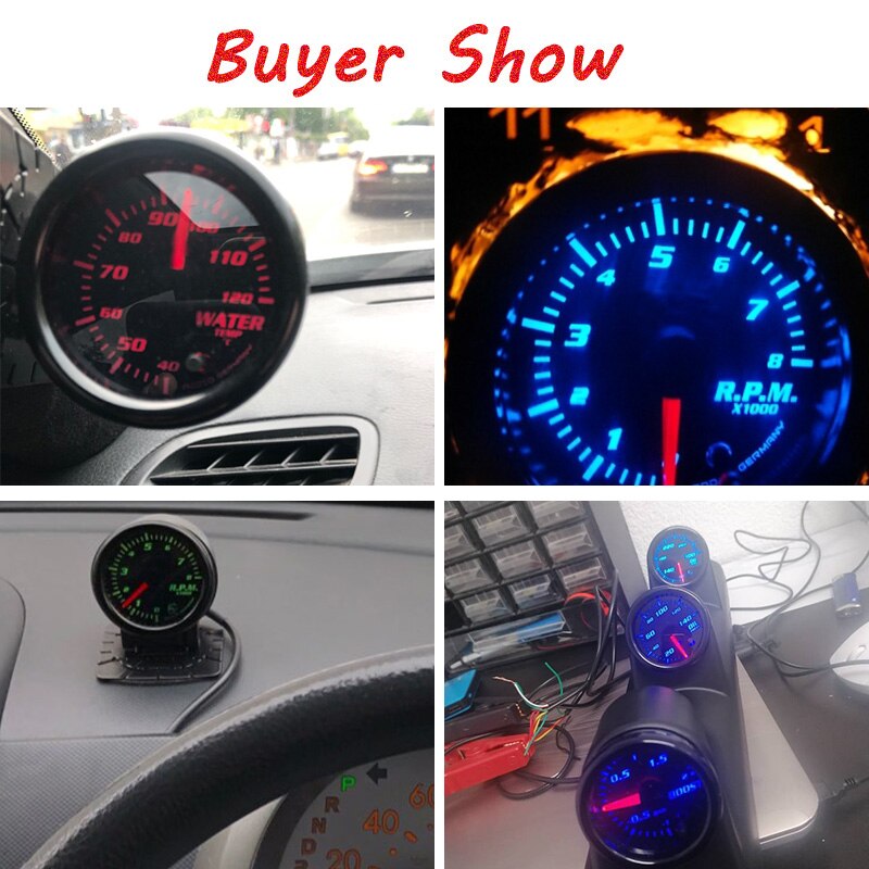 Tacómetro de coche de 2 "y 52mm para motor de barco, 12V, 1-10 cilindros, 7 colores, medidor de rpm, motor automático, luz led de cambio de tacómetro fueraborda