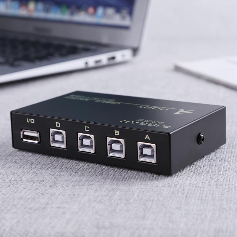 USB 2.0 4 Ports Sharing Switcher Selector Adapter Box Hub for PC Scanner