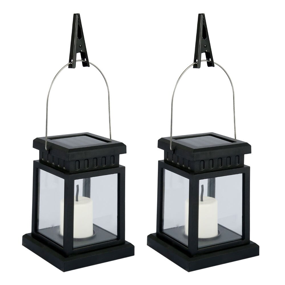 2pcs Solar Candle Hanging Lamp Outdoor LED Light Waterproof Flame Lamp Garden Tree Decor Solar Powered Hanging Candle Lantern
