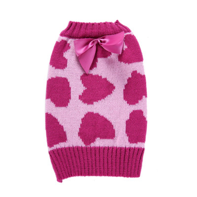 Chandail de noël en tricot | Rennes, animal de compagnie, chat chien, chiot rayé, vêtements chauds pour petits chiens, Costume Chihuahua bouledogue français: Rose red / L