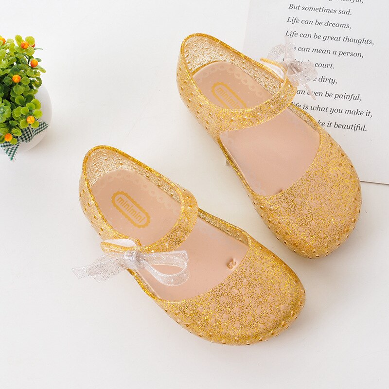 Summer Girls LED Sandals Crystal Shoes Girl Jelly Sandals Children Sandals Baby Jelly Shoes Bow-knot Girls Glowing Luminous Shoe