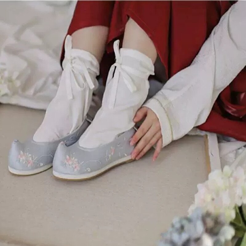 Unisex Cotton White Hanfu Cosplay Socks Chinese Ancient History Socks Princess Warrior Kungfu Accessories