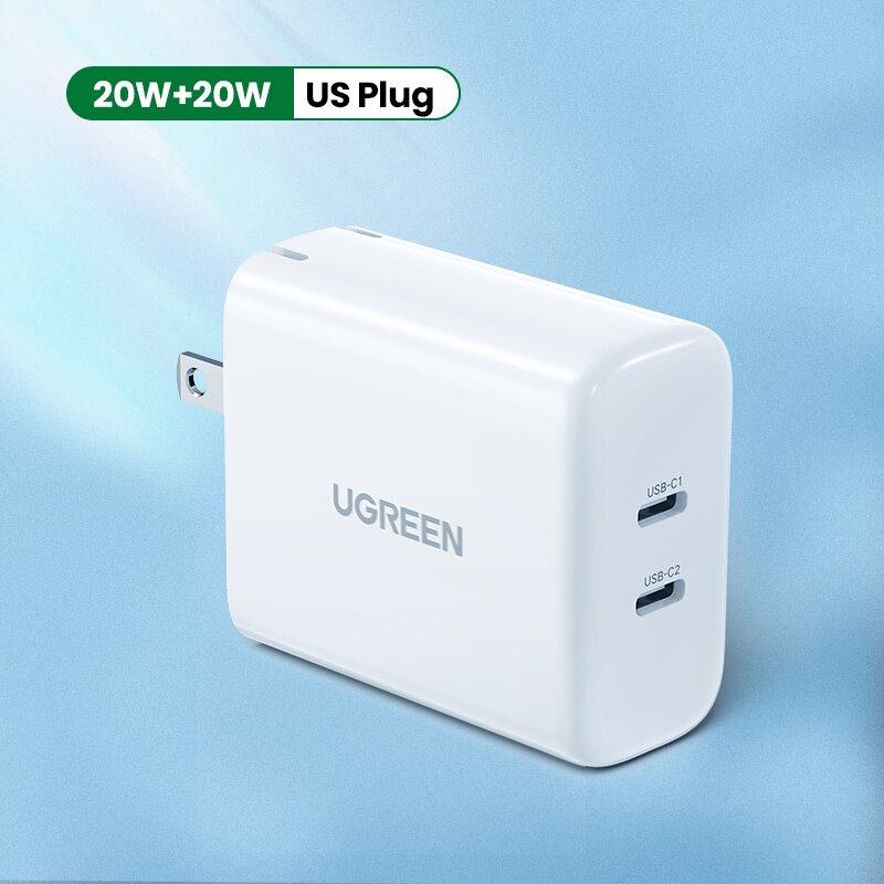 Ugreen Dual 20W Pd Usb C Lader Voor Iphone 13 12 Fast Charger Quick Charge 4.0 3.0 Opladen Voor samsung Mobiele Telefoon Oplader: Dual PD 20W US