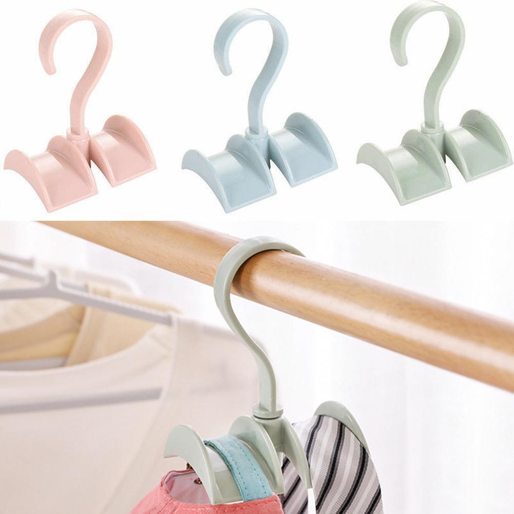 Multifunction Tie Coat Closet Hanger Bag Plastic Hanger Laundry Rack Rotated Storage Organizer Tool Without Wardrobe Punch G1X0