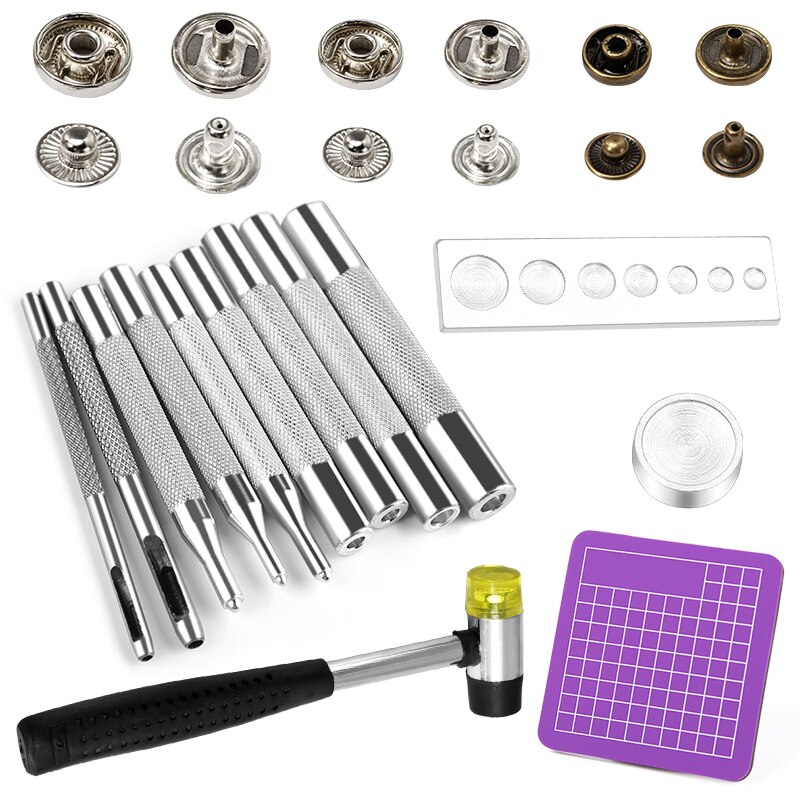 Miusie 40 Set Lederen Snap Fasteners Kit Metalen Drukknopen Naaien Knop Snap Fasteners Voor Leer Craft En Kleding Handgemaakte