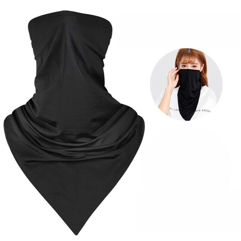 Cycling Face Bandana Outdoor Sports Women Men Headband Face Mask Neck Warmer Triangle Ice Silk Cool Scarf: Black