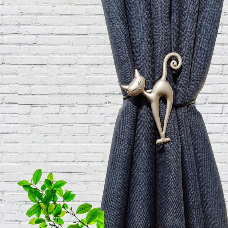 Tegneserie katt gardin stropp tilbehør hjemmedekorasjon retro magnetiske gardiner tieback spenne holder gardiner spenne klips