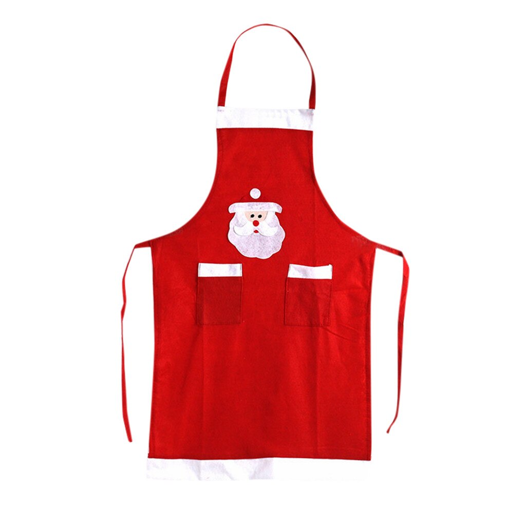 Red Christmas Aprons Adult Santa Claus Aprons Women and Men Dinner Party Decor Home Kitchen Cooking Baking Cleaning Apron 11.30: Default Title