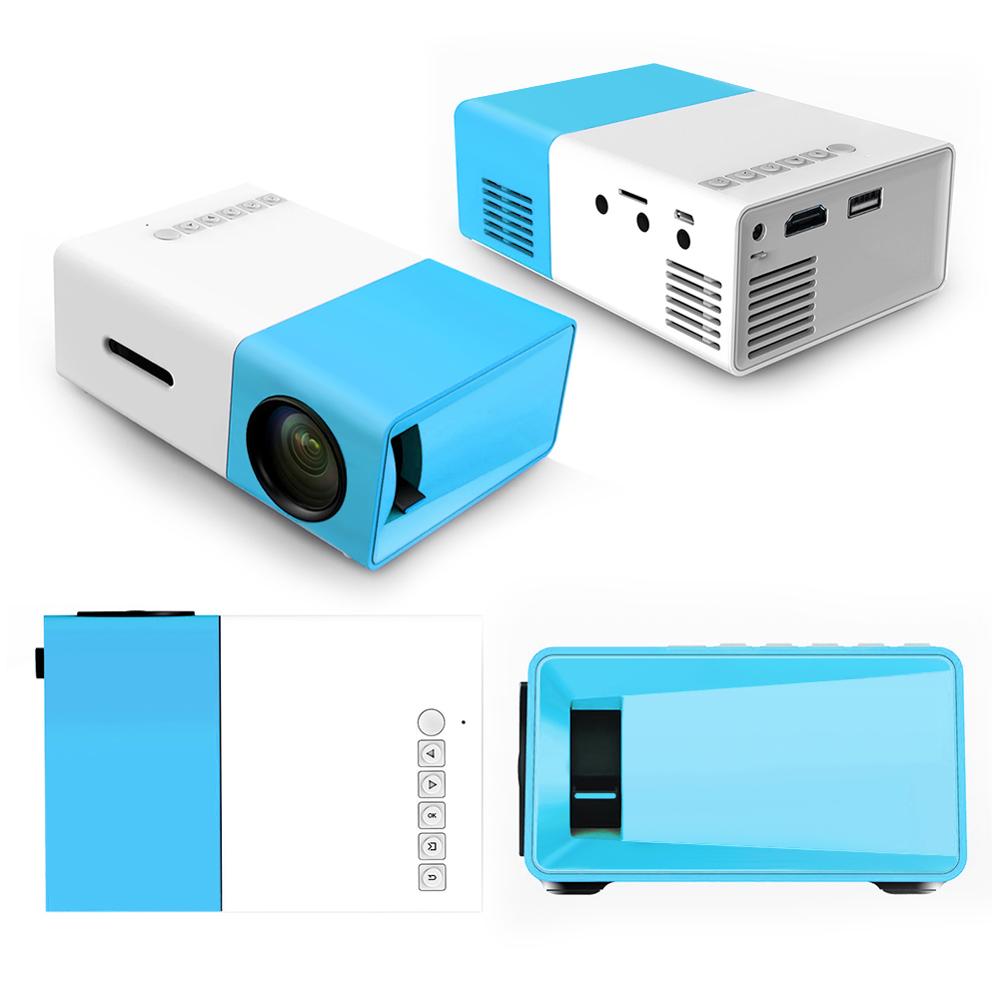 UK Plug Blue YG300 Home Mini Mini Projector LED Entertainment Portable 1080 HD Projector