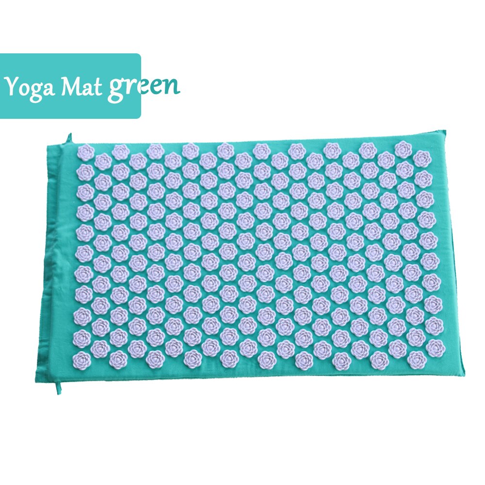 Lager Yoga Acupressure Mat and Pillow Set, with Bag,Non Slip ,Back and Neck Pain Relief and Muscle Relaxation Massage Cushion: GREEN Mat