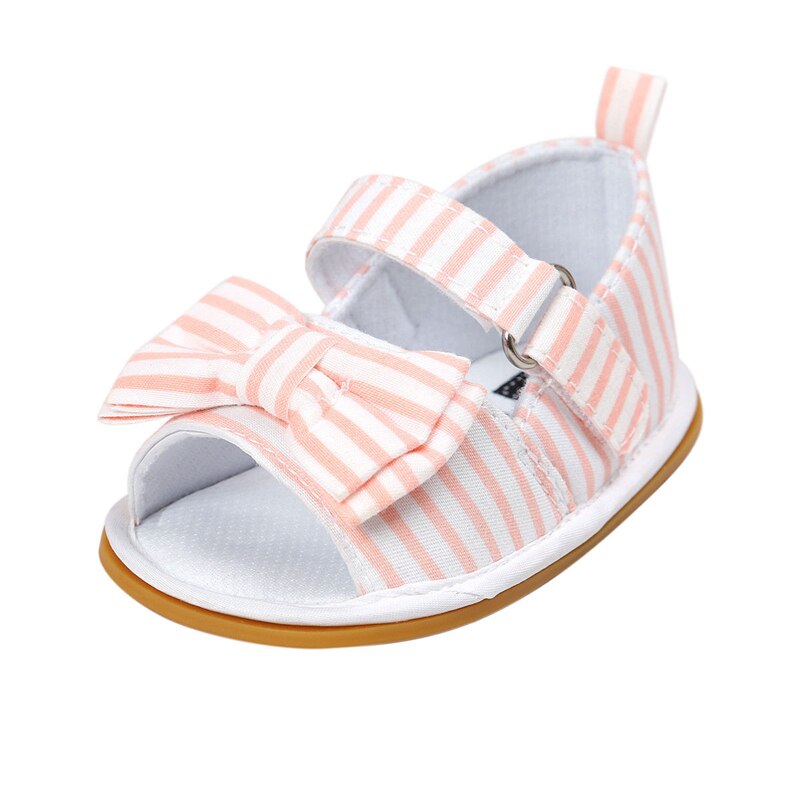 Peuter babymeisjes schoenen schattig mooie zomer katoenen stoffen sandalen gestreept geruit denim strik antislip zacht 0-18m klompen