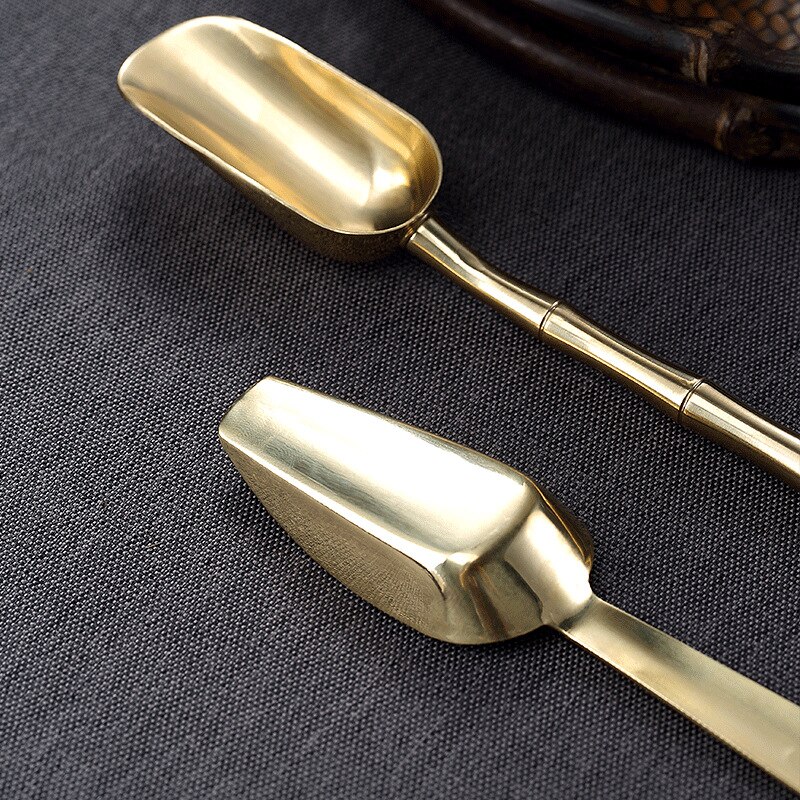 Chinese Tea Spoons Copper Tea Scoop Spoon Tea Leaves Chooser Holder Chinese Kongfu Tea Accessories Tools