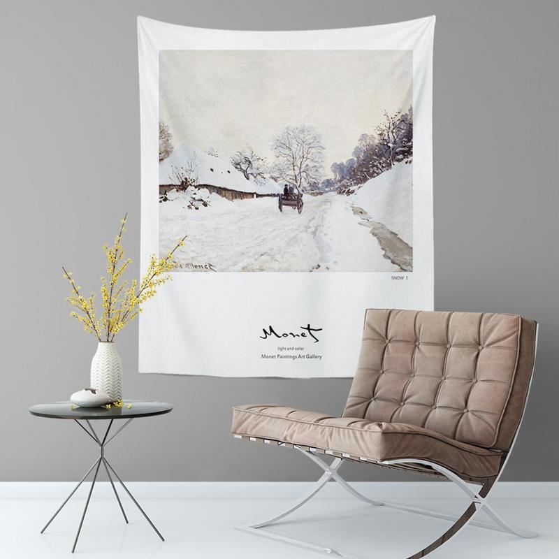 95 x 73cm wandkleed monet landschap schilderij achtergrondkleed noords eenvoudig decoratief wandtapijt