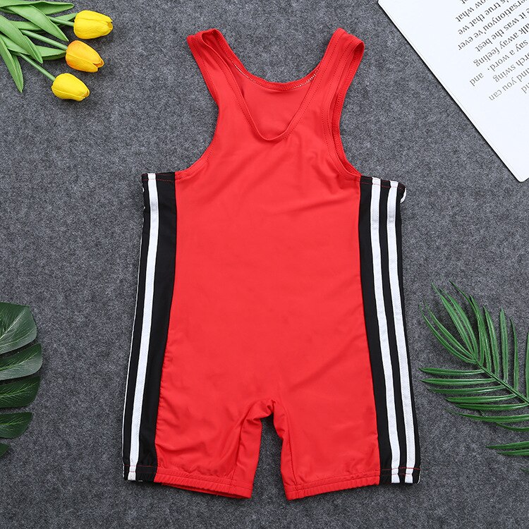 Combinaison de lutte en Nylon pour enfants et adultes, une pièce, pour entraînement et compétition de Freestyle, à haute élasticité: S / Red