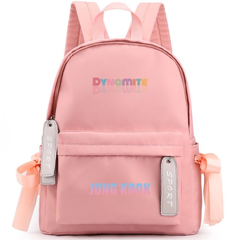 DYNAMITE backpack Album Bangtan Boys The same bowknot backpack schoolbag backpack female high school students large cap: JK PINK