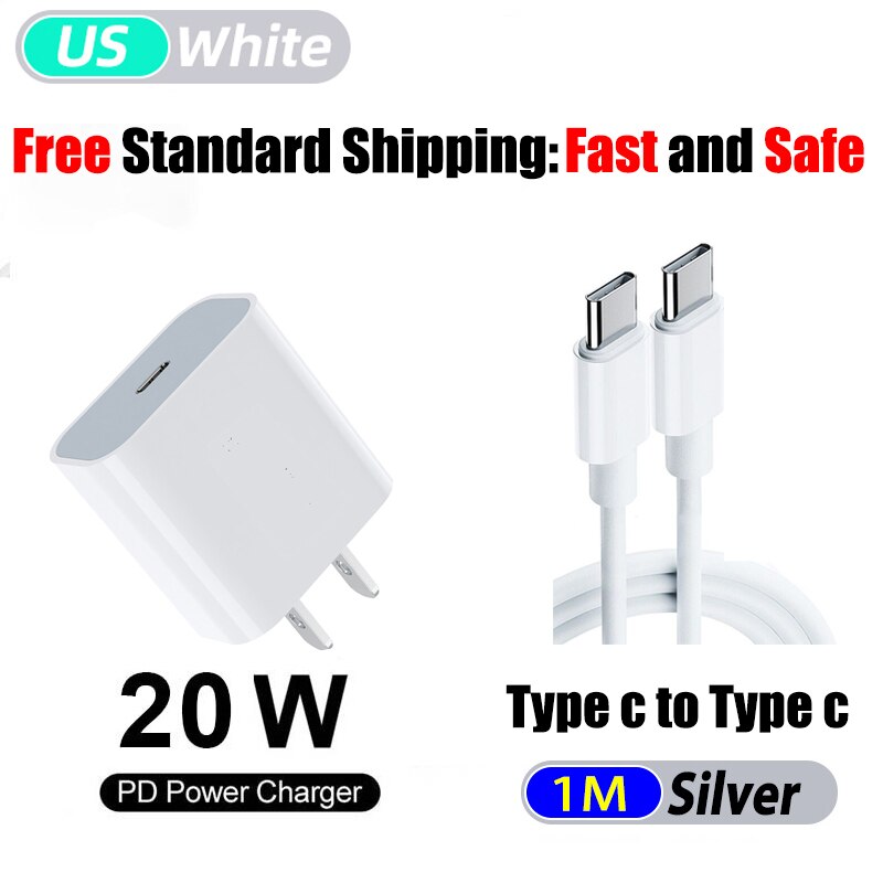 20w Pd Usb C ładowarka dla Iphone 12 Pro Max 11 Xs Xr 8 szybka ładowarka typu C Qc 3.0 dla Xiaomi Huawei Samsung telefon szybkie ładowanie: 20W US Plug C2C