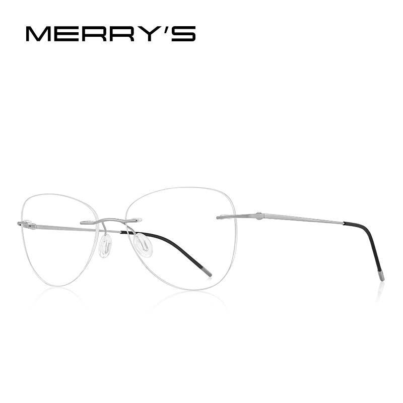 Merrys naiset titaaniseoksesta reunattomat naisten kehykset ultrakevyet kehyksettömät optiset kehykset silmälasit  s2888: C03 hopeaa