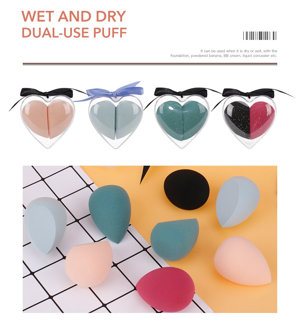 O.two.o hartvormige make-upspons, zacht en glad, vloeibare foundation voor het gezicht, concealercrème, cosmetische puff, make-uptools