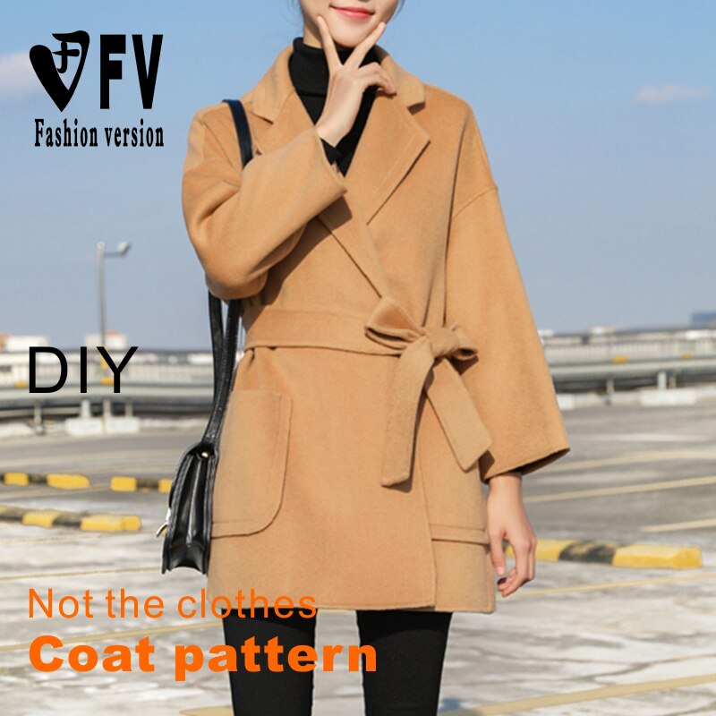 Double-sided cashmere coat pattern women's lapel coat garment sewing drawing BFY-332