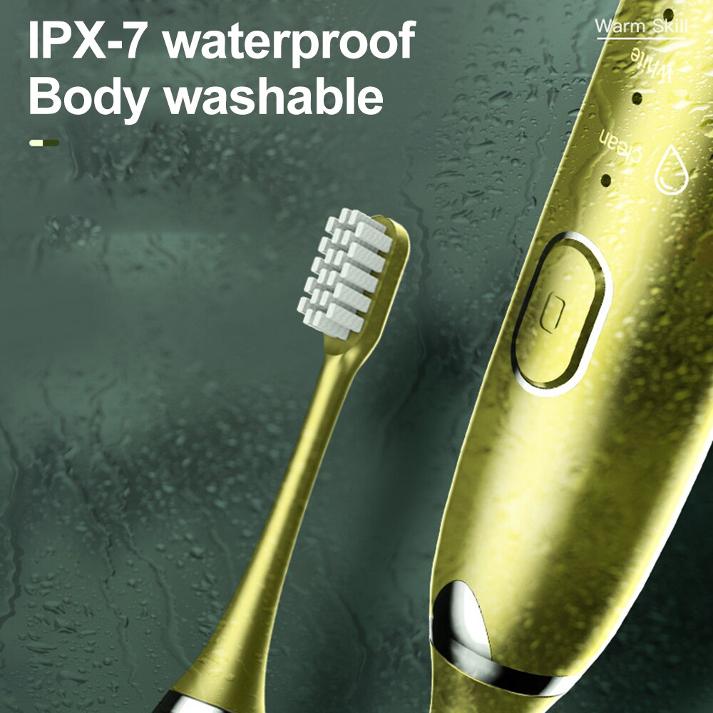 Toothbrush Sonic Electric Toothbrush IPX7 Waterproof 4 Cleaning Mode Sonic Toothbrush 30S Zone Reminder Replacement Brush Heads