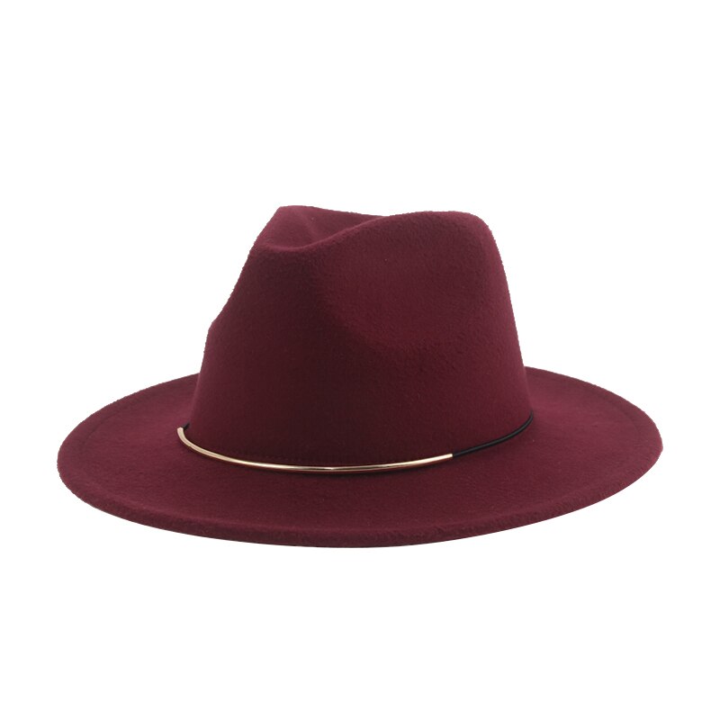 Sombreros de ala ancha Para hombre Y mujer, sombrero de Panamá, banda sólida, Formal, iglesia, boda, invierno,: wine red