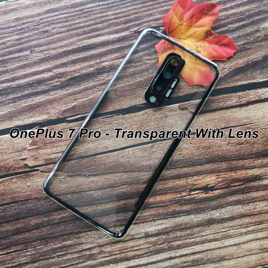 Clear Back Glass Cover Voor Oneplus 7 7T Pro Batterij Back Cover Rear Behuizing Deur Case Vervanging Voor Oneplus 7T Batterij Cover: 7Pro-Transparent Len